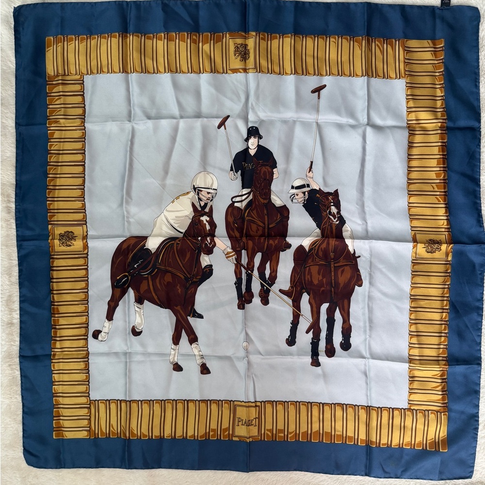Equestrian Print Piaget Silk Scarf Made in Italy
